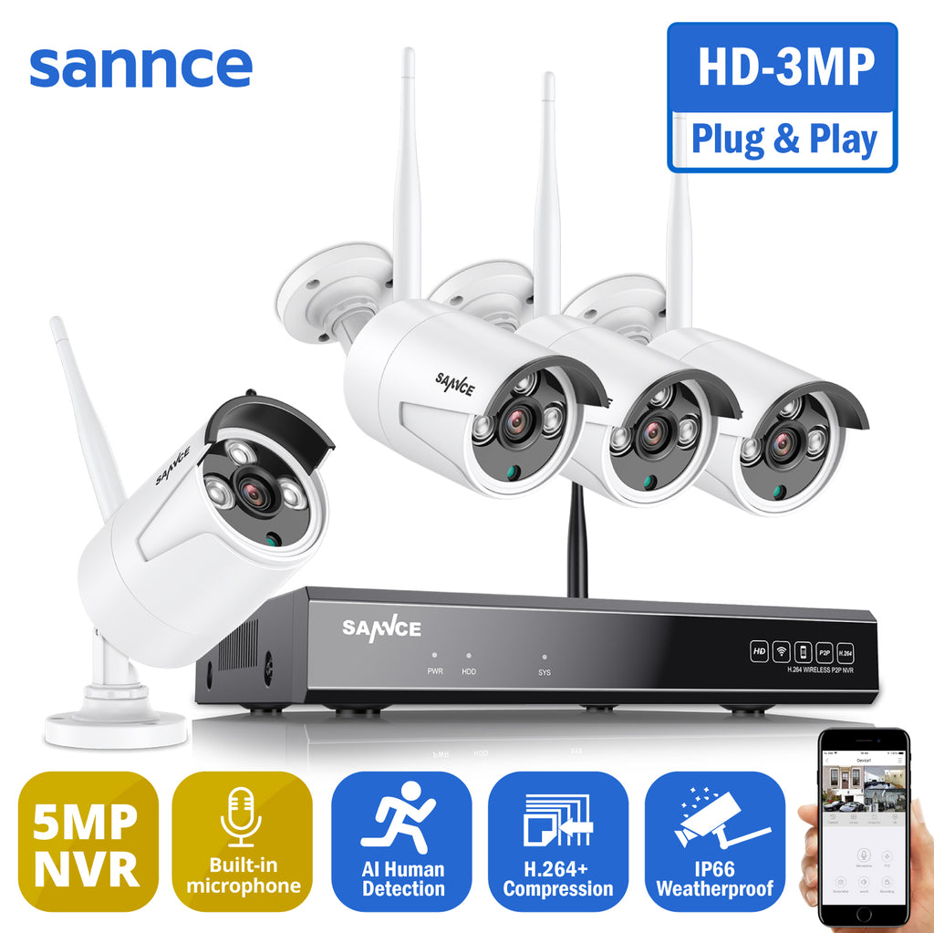 8CH Wireless NVR CCTV System 3MP IP Camera