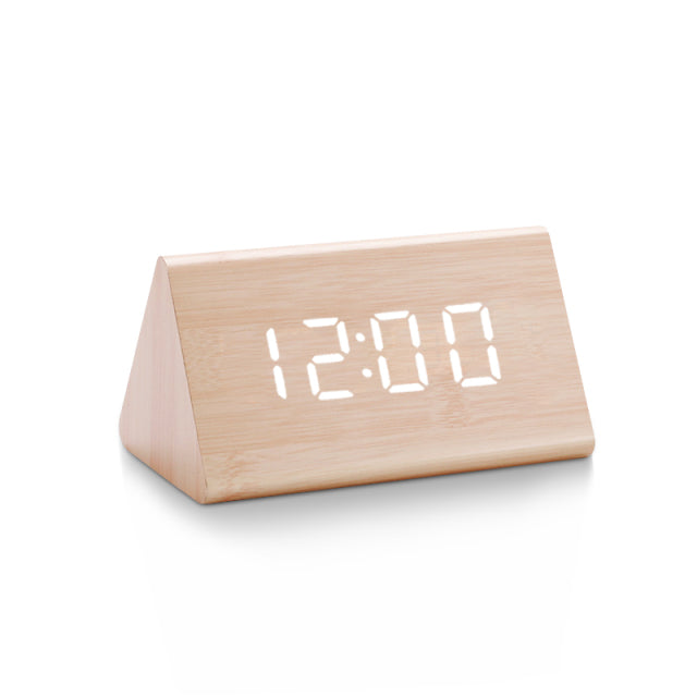 Digital Clock LED Wooden Alarm Clock Table Sound Control Electronic Clocks Desktop USB/AAA Powered Desperadoes Home Table Decor