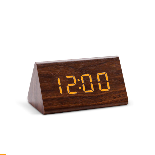 Digital Clock LED Wooden Alarm Clock Table Sound Control Electronic Clocks Desktop USB/AAA Powered Desperadoes Home Table Decor