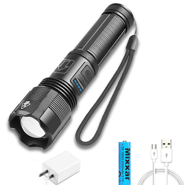 LED Flashlight with Battery Display 5 Lighting Modes for Adventure, Hiking, Camping, Hunting, etc