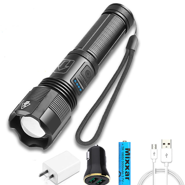 LED Flashlight with Battery Display 5 Lighting Modes for Adventure, Hiking, Camping, Hunting, etc