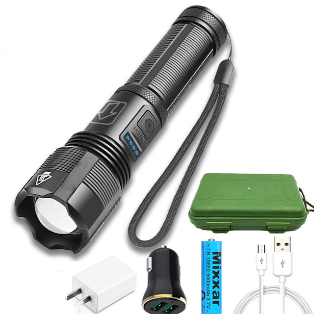 LED Flashlight with Battery Display 5 Lighting Modes for Adventure, Hiking, Camping, Hunting, etc