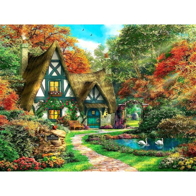 Gatyztory Frame Painting By Numbers Canvas Mountain House Colouring Landscape Handpainted Artwork Home Wall Decor