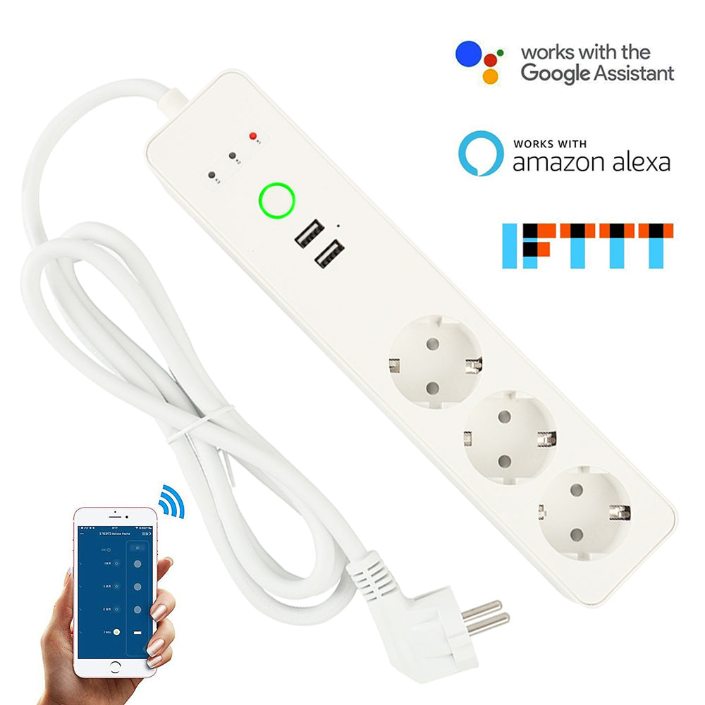 Smart Power Strip Surge Protector with 3 Smart Plugs 2 USB Ports Extension Cord