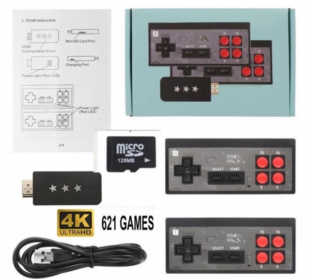 Y2 Y2 P  Video Game Console Built in 621 Classic Games Mini Retro Console Wireless Controller HDMI-Output Dual Players