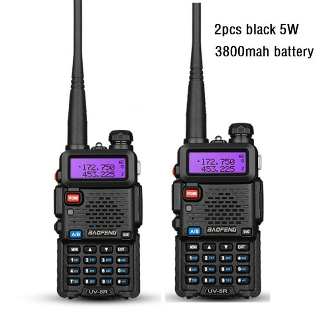 2pcs Walkie Talkie Baofeng uv-5r 5W/8W 1800/3800mAh battery Two Way radio CB radio communicador for ham raido Baofeng uv 5r