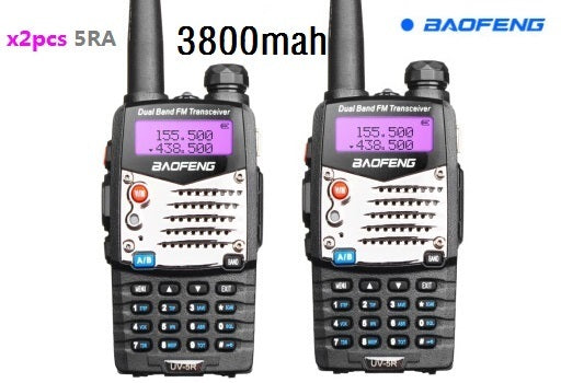 2pcs Walkie Talkie Baofeng uv-5r 5W/8W 1800/3800mAh battery Two Way radio CB radio communicador for ham raido Baofeng uv 5r