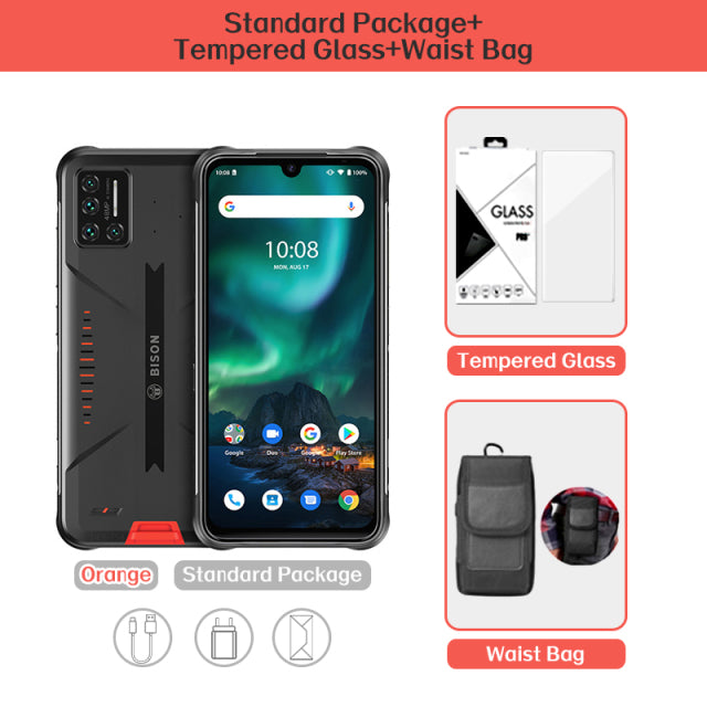 UMIDIGI BISON 6GB/8GB+128GB NFC Global Version Android 11 IP68/IP69K Waterproof Rugged Phone 48MP Matrix Quad Camera 6.3&quot; FHD+