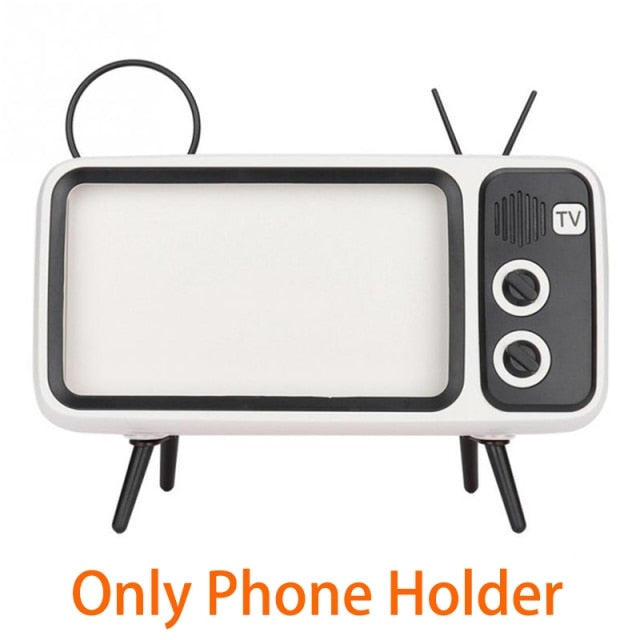 3 In 1 Wireless Peaker Retro TV Mini Portable Bluetooth-Compatible Bass Speaker Phone Holder Stand Speaker Retro Photo Frame