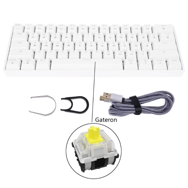 GK61 SK61 61 Key Mechanical Keyboard USB Wired LED Backlit Axis Gaming Mechanical Keyboard Gateron Optical Switches For Desktop