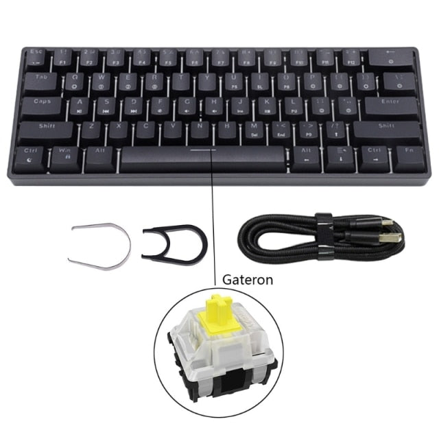 GK61 SK61 61 Key Mechanical Keyboard USB Wired LED Backlit Axis Gaming Mechanical Keyboard Gateron Optical Switches For Desktop