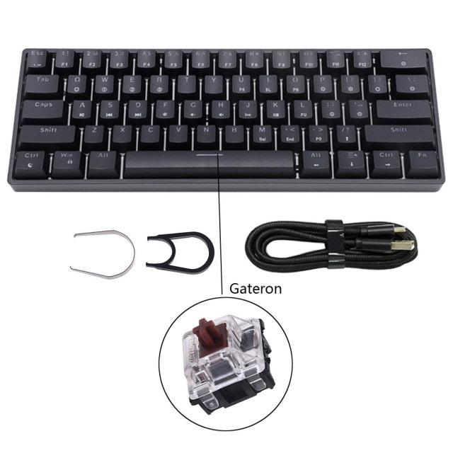 GK61 SK61 61 Key Mechanical Keyboard USB Wired LED Backlit Axis Gaming Mechanical Keyboard Gateron Optical Switches For Desktop