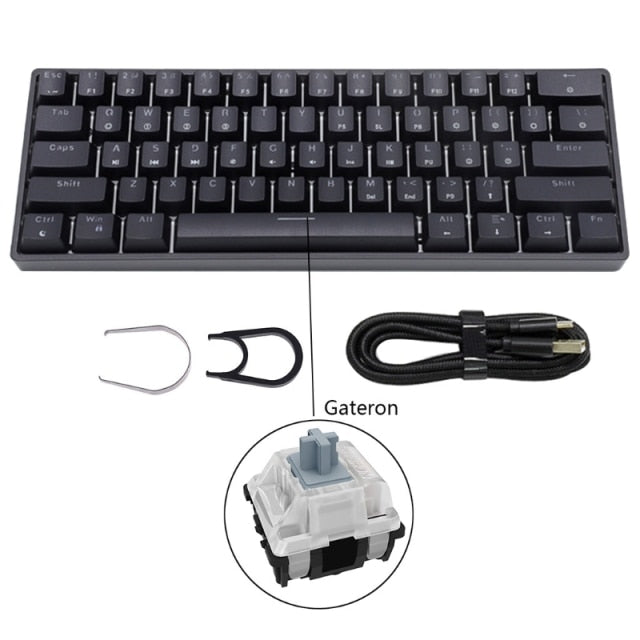 GK61 SK61 61 Key Mechanical Keyboard USB Wired LED Backlit Axis Gaming Mechanical Keyboard Gateron Optical Switches For Desktop