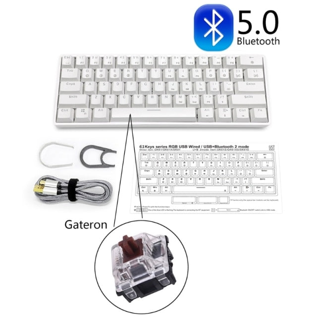 GK61 SK61 61 Key Mechanical Keyboard USB Wired LED Backlit Axis Gaming Mechanical Keyboard Gateron Optical Switches For Desktop