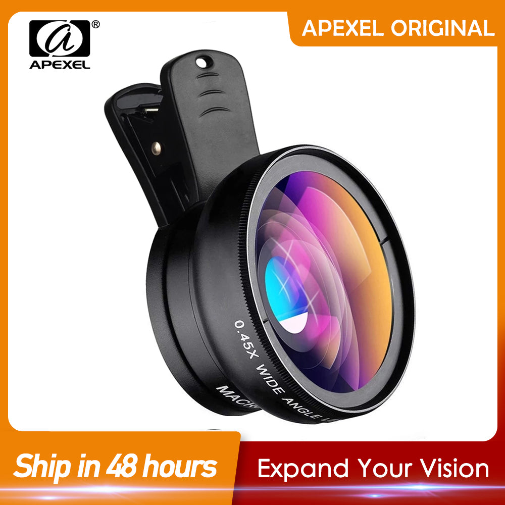 APEXEL 2 in 1 HD Camera Lens 0.45x Super Wide Angle&amp;12.5x Macro Mobile Lens phone lens For iPhone 11 Xiaomi Samsung