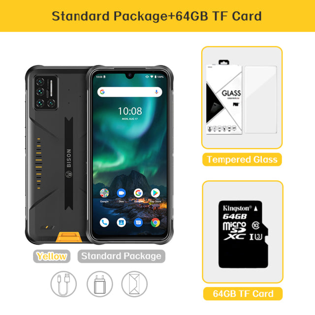 UMIDIGI BISON 6GB/8GB+128GB NFC Global Version Android 11 IP68/IP69K Waterproof Rugged Phone 48MP Matrix Quad Camera 6.3&quot; FHD+