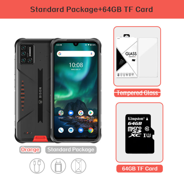 UMIDIGI BISON 6GB/8GB+128GB NFC Global Version Android 11 IP68/IP69K Waterproof Rugged Phone 48MP Matrix Quad Camera 6.3&quot; FHD+