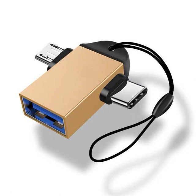 2 in 1 OTG Adapter USB 3.0 Female To Micro USB Male and USB C Male Connector Aluminum Alloy on The Go Converter xiaomi samsung