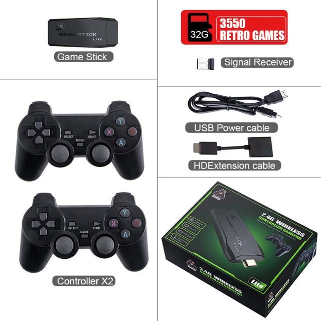 Data Frog Y3 Lite 10000 Games 4K Game Stick TV Video Game Console Wireless Controller for PS1/SNES/SEGA 9 Emulator Retro Console