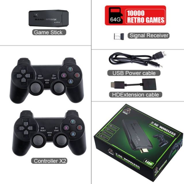 Data Frog Y3 Lite 10000 Games 4K Game Stick TV Video Game Console Wireless Controller for PS1/SNES/SEGA 9 Emulator Retro Console