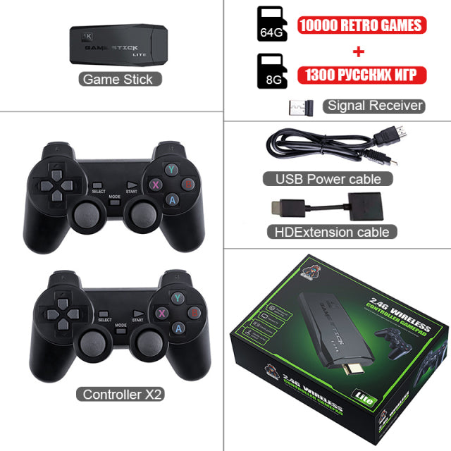 Data Frog Y3 Lite 10000 Games 4K Game Stick TV Video Game Console Wireless Controller for PS1/SNES/SEGA 9 Emulator Retro Console