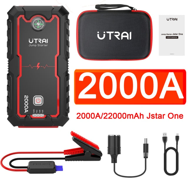 UTRAI 2000A Jump Starter Power Bank 22000mAh Portable Charger Starting Device For 8.0L/6.0L Emergency Car Battery Jump Starter