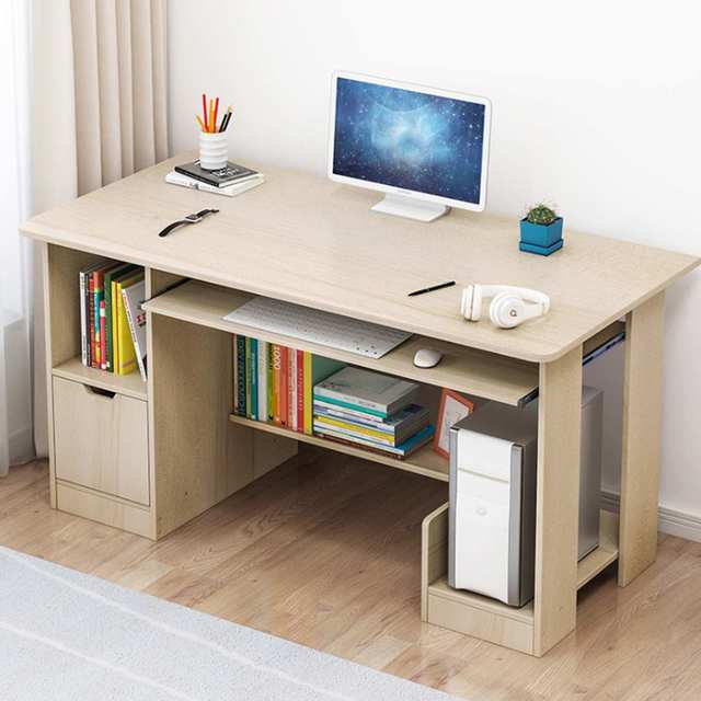 Large Wood Computer Desk with Shelves Drawers Office Furniture