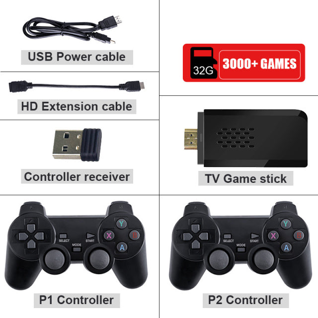 Data Frog Y3 Lite 10000 Games 4K Game Stick TV Video Game Console Wireless Controller for PS1/SNES/SEGA 9 Emulator Retro Console