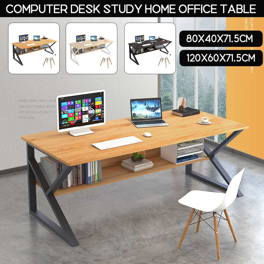 Computer Desk with Shelves Drawers Large Wood Office