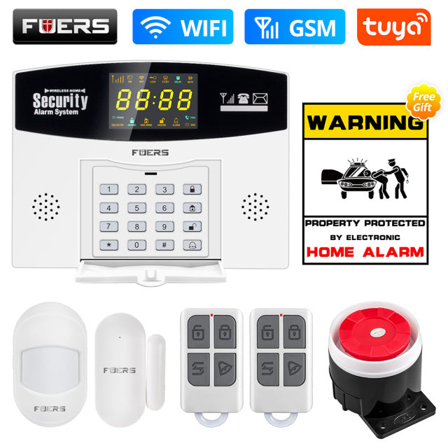 Fuers Tuya Smart Alarm System WIFI Burglar Alarm Smart Home GSM Alarm System with Color LCD Display Home Security Motion Sensor