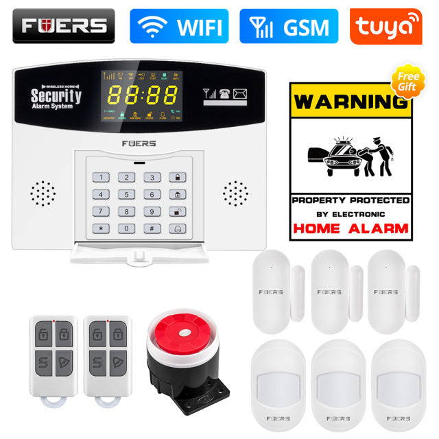 Fuers Tuya Smart Alarm System WIFI Burglar Alarm Smart Home GSM Alarm System with Color LCD Display Home Security Motion Sensor