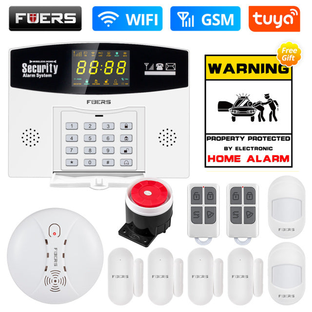 Fuers Tuya Smart Alarm System WIFI Burglar Alarm Smart Home GSM Alarm System with Color LCD Display Home Security Motion Sensor