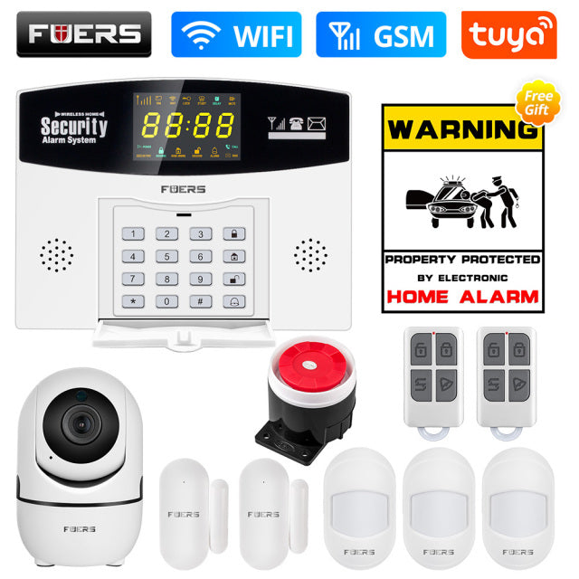 Fuers Tuya Smart Alarm System WIFI Burglar Alarm Smart Home GSM Alarm System with Color LCD Display Home Security Motion Sensor