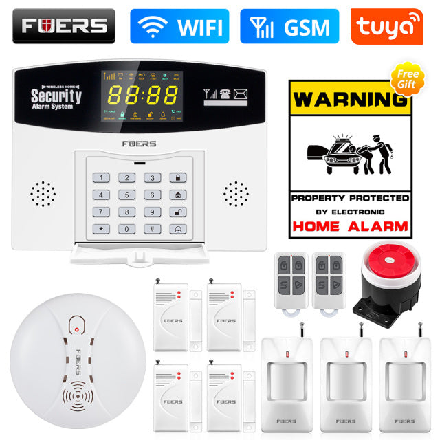 Fuers Tuya Smart Alarm System WIFI Burglar Alarm Smart Home GSM Alarm System with Color LCD Display Home Security Motion Sensor