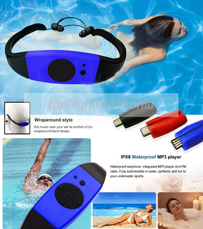 003 4GB/8GB Waterproof IPX8 Diving Swimming Surfing MP3 Player Headset Music Player