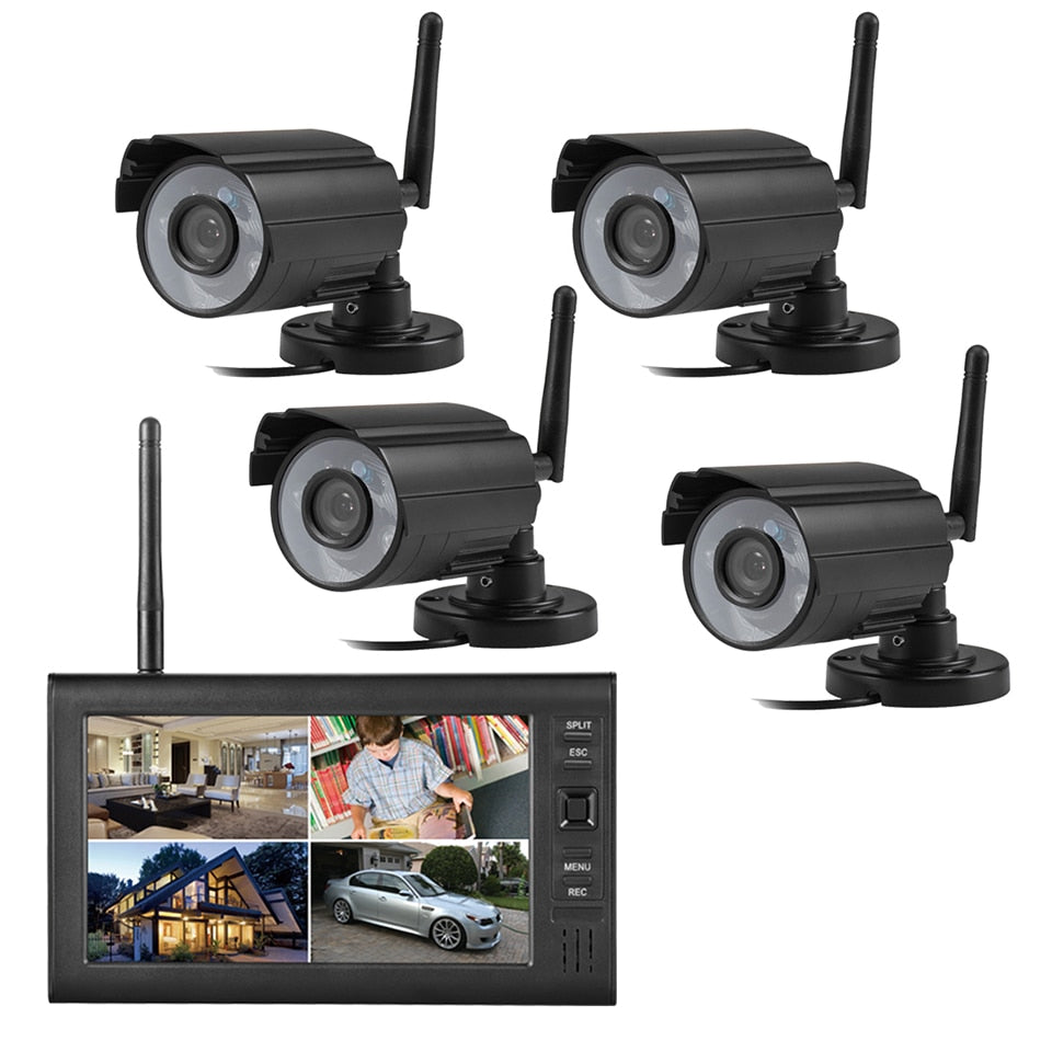 Video surveillance home video infrared wireless monitoring set camera 2/4 channel Wireless NVR or DVR7 inch display monitoring