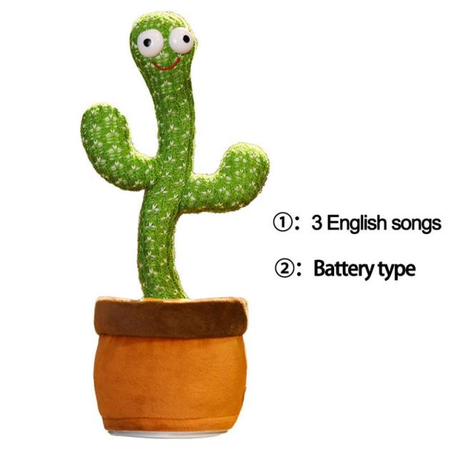 Talking Dancing Cactus USB Charging Shake Plush Toy Lovely Childhood Education Doll Repeat Home Decor Decoration Accessories