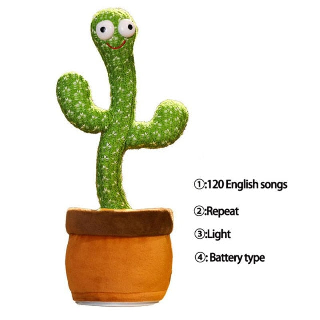 Talking Dancing Cactus USB Charging Shake Plush Toy Lovely Childhood Education Doll Repeat Home Decor Decoration Accessories