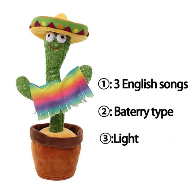 Talking Dancing Cactus USB Charging Shake Plush Toy Lovely Childhood Education Doll Repeat Home Decor Decoration Accessories