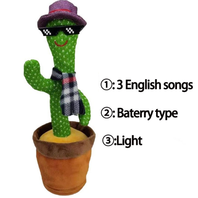 Talking Dancing Cactus USB Charging Shake Plush Toy Lovely Childhood Education Doll Repeat Home Decor Decoration Accessories