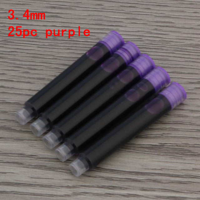 High Quality 25pcs Black Universal Fountain Pen Ink Cartridges Pen Refill Color 2.6mm 3.4mm  Stationery Office School Supplies