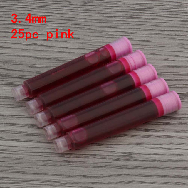 High Quality 25pcs Black Universal Fountain Pen Ink Cartridges Pen Refill Color 2.6mm 3.4mm  Stationery Office School Supplies