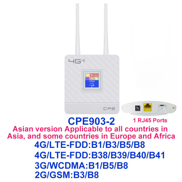 TIANJIE CPE903 Lte Home 3G 4G 2 External Antennas Wifi Modem CPE Wireless Router With RJ45 Port And Sim Card Slot