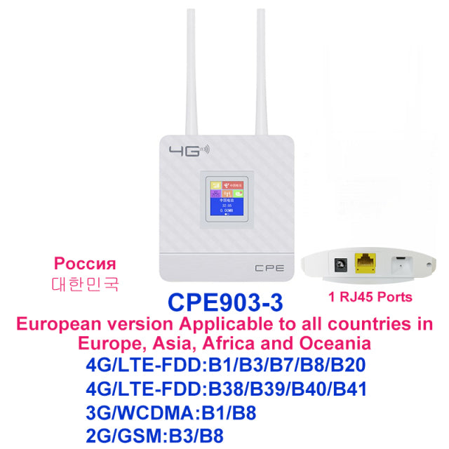 TIANJIE CPE903 Lte Home 3G 4G 2 External Antennas Wifi Modem CPE Wireless Router With RJ45 Port And Sim Card Slot