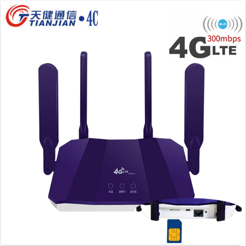 300Mbps 3G 4G Wifi Router Wireless Modem 4G Sim Card Outdoor LTE Wi-Fi Bridge 2 External Antennas Networking WAN/LAN Routers