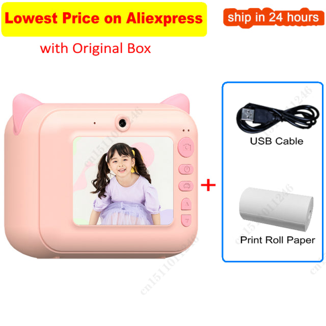 Kid Instant Print Camera Thermal Printing Camera Digital Photo Camera Girl&#39;s Toy Child Camera Video Boy&#39;s Birthday Gift