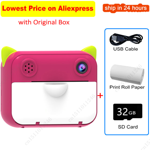 Kid Instant Print Camera Thermal Printing Camera Digital Photo Camera Girl&#39;s Toy Child Camera Video Boy&#39;s Birthday Gift