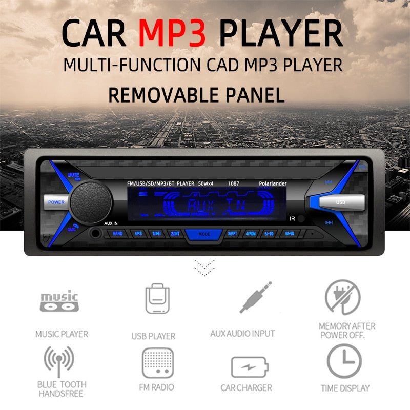 Car Radio Player Audio Stereo Music Player Car Kit In-Dash FM Stereo RDS Audio 1 din AUX/SD/USB MP3 Player Removable Front Panel
