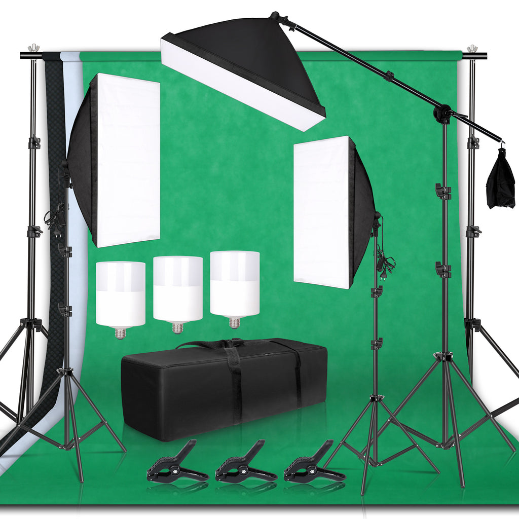 Photography Background Frame Support Softbox Lighting Kit Photo Studio Equipment Accessories With 3Pcs Backdrop And Tripod Stand