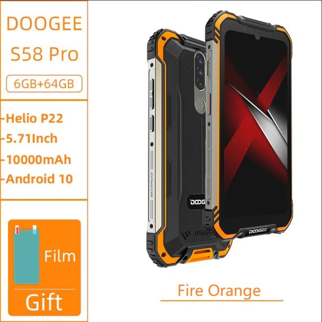 New DOOGEE S58 Pro Mobile Phone IP68/IP69K Waterproof Rugged Phone 5180mAh 5.71&quot;FHD+Display 6GB+64GB Android 10 NFC Smartphone